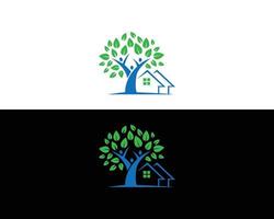 eko och grönt hus logotyp och ikon designkoncept. vektor
