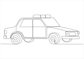 Zeichnen Sie eine einzelne gerade Linie eines Polizeiautos. eine Strichzeichnung Grafikdesign-Vektorillustration. vektor