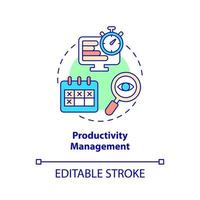 produktivitetshantering koncept ikon. arbetsflödeskontroll. verktyg för online arbetsplats abstrakt idé tunn linje illustration. isolerade konturritning. redigerbar linje. vektor