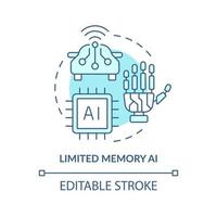 begrenzter Speicher ai türkisfarbenes Konzeptsymbol. gespeicherte Informationen. künstliche intelligenz abstrakte idee dünne linie illustration. isolierte Umrisszeichnung. editierbarer Strich. vektor