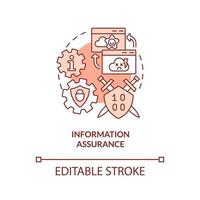 informationssäkring röd konceptikon. dataskydd. grundläggande definition abstrakt idé tunn linje illustration. isolerade konturritning. redigerbar linje. vektor