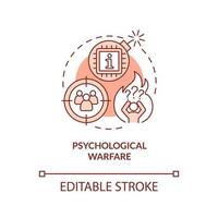 psykologisk krigföring röd konceptikon. delområde av information krigföring abstrakt idé tunn linje illustration. isolerade konturritning. redigerbar linje. vektor