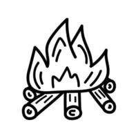 Lagerfeuer handgezeichnete isolierte Ikone. Vektor-Doodle-Illustration des Lagerfeuers. vektor