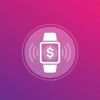 Kontaktloses Bezahlen mit Smartwatch-Symbol, Vektor