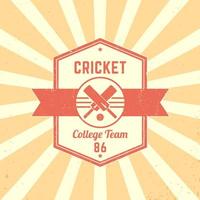 Cricket-Team-Vintage-Logo, Abzeichen, Cricket-Emblem, Vektorillustration vektor