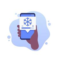Kühlsteuerungs-App, Vektor des Telefons in der Hand