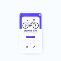 Mieten Sie ein mobiles App-Design für Elektrofahrräder vektor