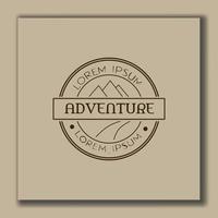 Abenteuer-Logo-Design-Vorlage, Kreis im Vintage-Stil und Braun vektor