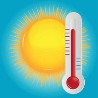 wettersymbole mit sonne, wolke und thermometer vektor