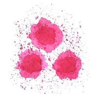 aquarellrote und rosa flecken in form von blumen mit spritzertropfen auf weißem hintergrund. vektor