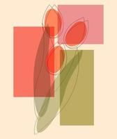 våren kort med tulpaner och kuber abstraktion. vektor illustration