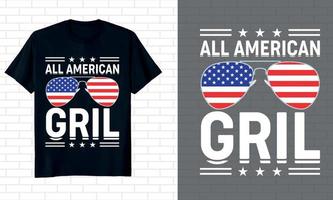 alles amerikanische Mädchen-T-Shirt-Design vektor