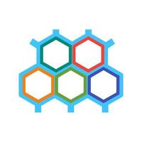 molekylstruktur platt flerfärgad ikon vektor