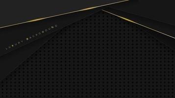 schwarzer hintergrund mit goldener linie mit einfachem papierschnitt im luxuskonzeptdesign vektor