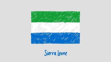 sierra leone flagga markör eller pennskiss illustration vektor