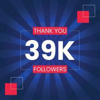 Danke 39.000 Follower Vektor-Design-Vorlage vektor