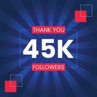 Danke 45.000 Follower Vektor-Design-Vorlage vektor