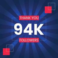 Danke 94.000 Follower Vektor-Design-Vorlage vektor