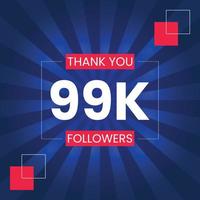 Danke 99.000 Follower Vektor-Design-Vorlage vektor