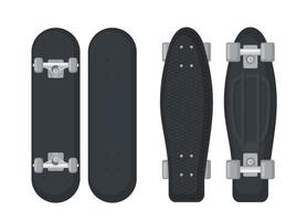 Set von Skateboard- und Longboard-Symbolen im flachen Stil isoliert auf weißem Hintergrund. Vektor-Illustration. vektor