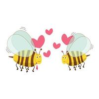 valentinstaghintergrund mit niedlichem bienenkarikatur- und herzzeichensymbol auf weißer hintergrundvektorillustration. Liebe Biene vektor