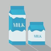 papperspåse med mjölk, paket liten och stor isolerad på vit bakgrund. mjölk är en mjölkdryck. ekologisk hälsosam produkt. vektor illustration i platt stil