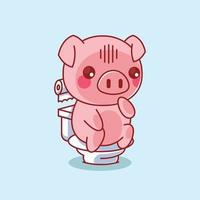 süßes schwein, das auf toilette kackt vektor