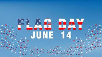 texteffekt der nationalflagge der vereinigten staaten. der feiertag wird in den usa alljährlich am 14. juni gefeiert. Design im patriotischen Stil mit amerikanischer Flagge. Poster, Grußkarten, Banner und Hintergründe vektor