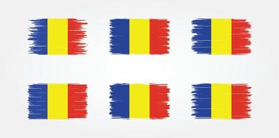 Rumänien flaggborste samling. National flagga vektor