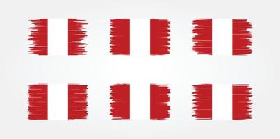 peru flag pinselsammlung. Nationalflagge vektor