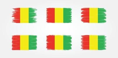 guinea flag pinselsammlung. Nationalflagge vektor