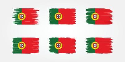 portugal flagga borste samling. National flagga vektor