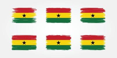 ghana flag pinselsammlung. Nationalflagge vektor