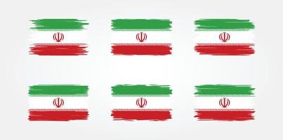 Pinselsammlung der iranischen Flagge. Nationalflagge vektor