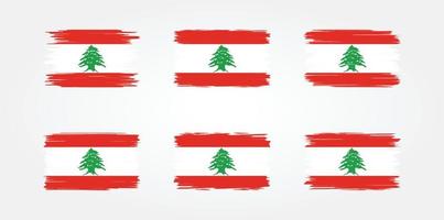 libanon-flaggenbürstensammlung. Nationalflagge vektor