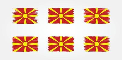 nordmazedonische flaggenbürstensammlung. Nationalflagge vektor