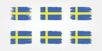 samling av borstar för sverigeflagga. National flagga vektor