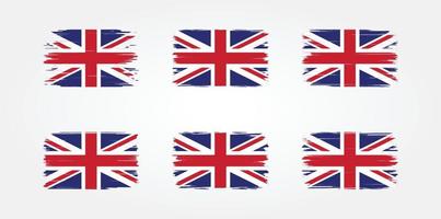 Förenade kungariket flaggborste samling. National flagga vektor