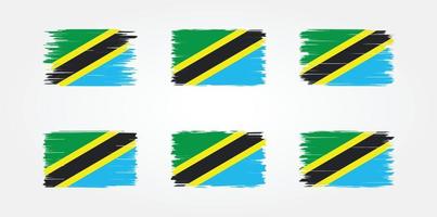 samling tanzania flagga borstar. National flagga vektor