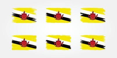 brunei flagga borste samling. National flagga vektor