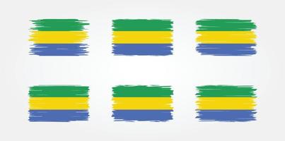 Gabon flagga borste samling. National flagga vektor