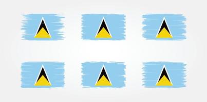 st lucia flag pinselsammlung. Nationalflagge vektor