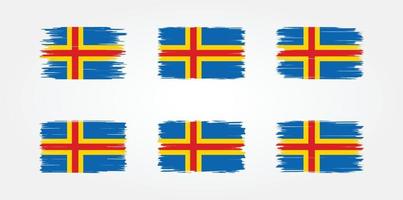 aland Islands flagga borste samling. National flagga vektor