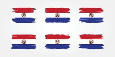 paraguay flagga borste samling. National flagga vektor