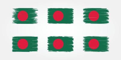 Bangladesh flagga borste samling. National flagga vektor