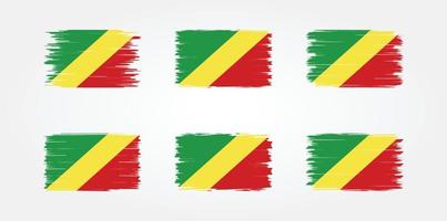 Kongos flagga borstsamling. National flagga vektor