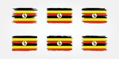 uganda flagga borste samling. National flagga vektor