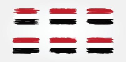 yemen flagga borste samling. National flagga vektor