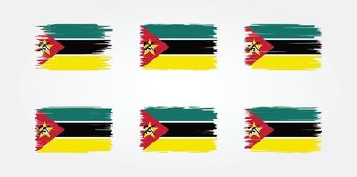 moçambique flagga borste samling. National flagga vektor
