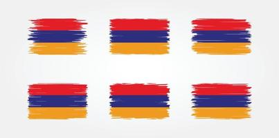 Pinselsammlung mit armenischer Flagge. Nationalflagge vektor